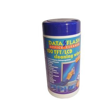 Čistící utěrky na LCD obrazovky DATA FLASH Office Cleaner 100 TFT/LCD cleaning wipes, 100ks