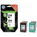 Obrázek k produktu: HP SD449EE (č. 338 + 343), černá + barevná