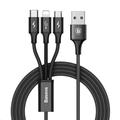Baseus Rapid Series nabíjecí / datový kabel 3v1 USB (Micro USB + Lightning + USB-C) 3A 1,2m, černá