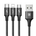 Baseus Rapid Series nabíjecí / datový kabel 3v1 USB (Micro USB + Lightning + USB-C) 3A 1,2m, černá