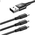 Baseus Rapid Series nabíjecí / datový kabel 3v1 USB (Micro USB + Lightning + USB-C) 3A 1,2m, černá
