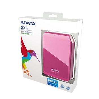 Přenosný pevný disk A-DATA CH11 500GB, růžový (pink)