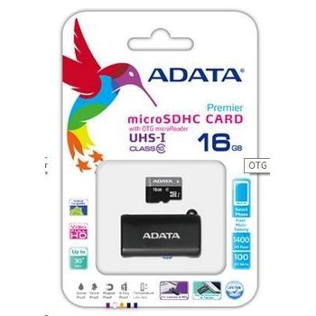 Paměťová karta A-DATA microSDHC 16GB UHS-I + OTG čtečka