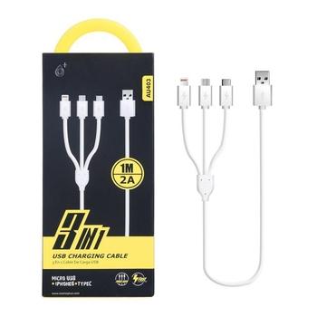 Nabíjecí kabel ALIGATOR PLUS 3v1 Micro USB + iPhone Lightning + USB-C,