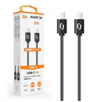 Datový kabel ALIGATOR POWER 3A, USB-C/USB-C, černá