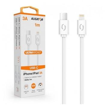Datový kabel ALIGATOR POWER 3A, USB-C/lightning, bílý