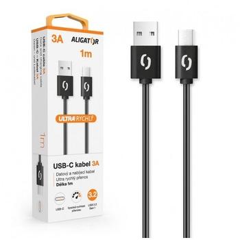 Datový kabel ALIGATOR POWER 3A, USB-C, černá
