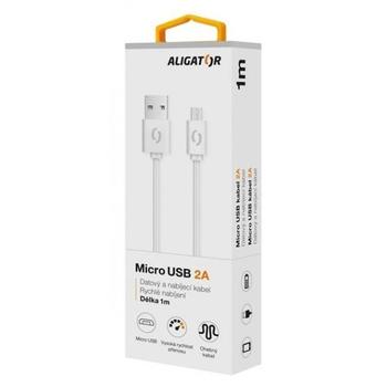 Datový kabel ALIGATOR 2A microUSB, bílý (white)