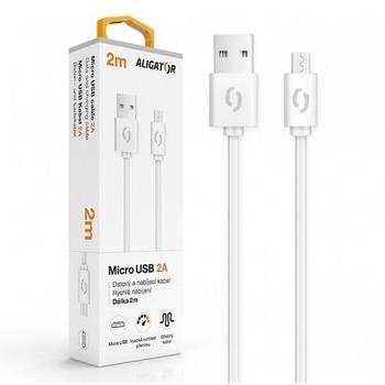 Datový kabel ALIGATOR 2A MicroUSB, bílý (white)