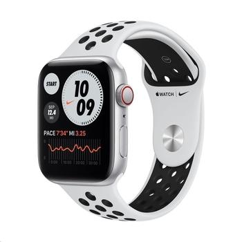 Chytré hodinky APPLE Watch Nike SE Cellular 44mm Stříbrný hliník s Platinově/Černým sportovním řemínkem