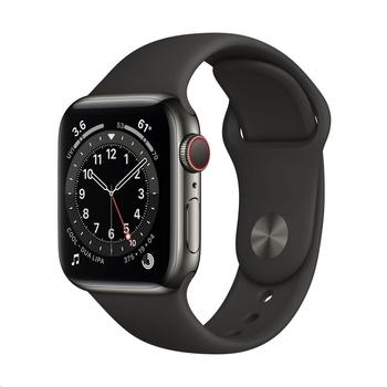 Chytré hodinky APPLE Watch Series 6 Cellular 40mm Grafitový nerez s Černým sportovním řemínkem