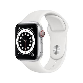 Chytré hodinky APPLE Watch Series 6 Cellular 40mm Stříbrný hliník s Bílým sprotovním řemínkem