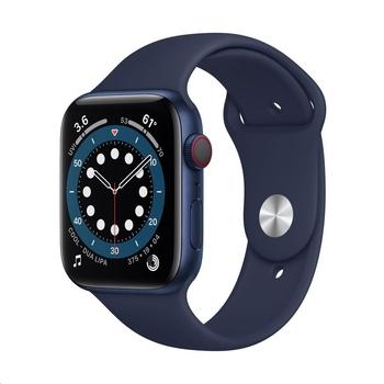Chytré hodinky APPLE Watch Series 6 Cellular 44mm Modrý hliník s námořně modrým sportovním řemínkem