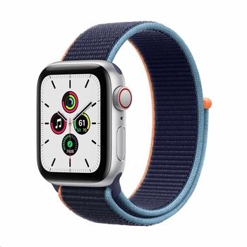 Chytré hodinky APPLE Watch SE Cellular 40mm Stříbrný hliník s  námořně modrým sportovním řemínkem