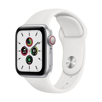 Chytré hodinky APPLE Watch SE Cellular 40mm Stříbrný hliník s Bílým sprotovním řemínkem