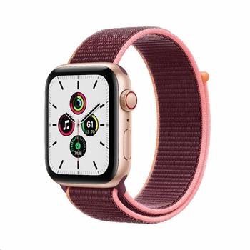 Chytré hodinky APPLE Watch SE Cellular 44mm Zlatý hliník s  Švestkově sportovním řemínkem