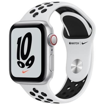 Apple Watch Nike SE GPS + Cellular, 40mm Silver Aluminium Case with Pure Platinum/Black Nike Sport B