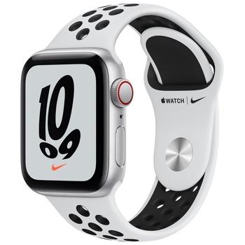 Chytré hodinky APPLE Watch Nike SE GPS Cellular, 44mm stříbrný hliník s platinovým / černým sport řemínkem