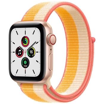 Chytré hodinky APPLE Watch SE GPS Cellular, 40mm zlatý hliník se žlutobílým provlékací sport řem.