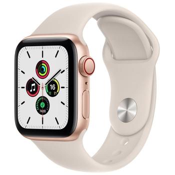 Chytré hodinky APPLE Watch SE GPS Cellular, 40mm zlatý hliník s hvězdně bílým sport řemínkem