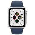 Apple Watch SE GPS + Cellular, 40mm Silver Aluminium Case with Abyss Blue Sport Band - Regular