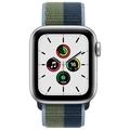 Apple Watch SE GPS + Cellular, 40mm Silver Aluminium Case with Abyss Blue/Moss Green Sport Loop