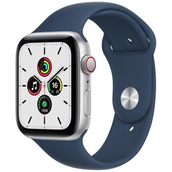 Apple Watch SE GPS + Cellular, 44mm Silver Aluminium Case with Abyss Blue Sport Band - Regular