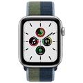 Apple Watch SE GPS + Cellular, 44mm Silver Aluminium Case with Abyss Blue/Moss Green Sport Loop
