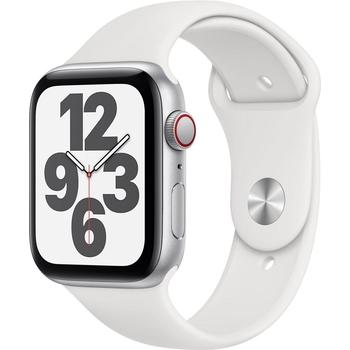 Chytré hodinky APPLE Watch SE GPS Cellular, 44mm stříbrný hliník s bílým sport náramkem