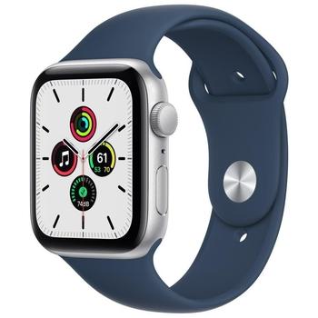 Apple Watch SE GPS, 44mm Silver Aluminium Case with Abyss Blue Sport Band - Regular