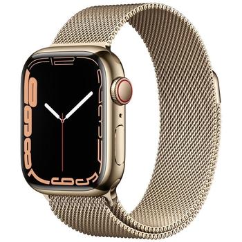 Apple Watch Series 7 GPS + Cellular, 41mm Gold Stainless Steel Case with Gold Milanese Loop