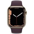 Apple Watch Series 7 GPS + Cellular, 45mm Gold Stainless Steel Case with Dark Cherry Sport Band - Re