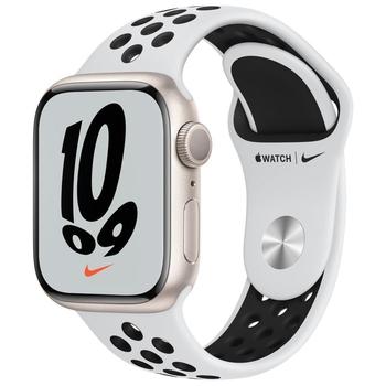 Chytré hodinky APPLE Watch Nike S7 GPS, 41mm hvězdně bílý hliník s platinovým / černým sport řemínkem