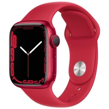 Chytré hodinky APPLE Watch Series 7 GPS, 41mm hliník (PRODUCT)RED - (PRODUCT)RED sport řemínkem
