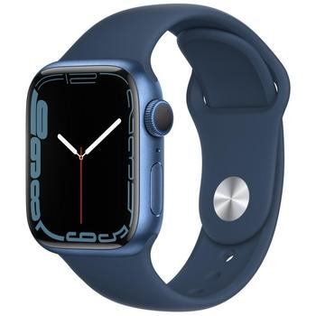 Chytré hodinky APPLE Watch Series 7 GPS, 41mm modrý hliník s hlubokomořsky modrý sport řemínkem