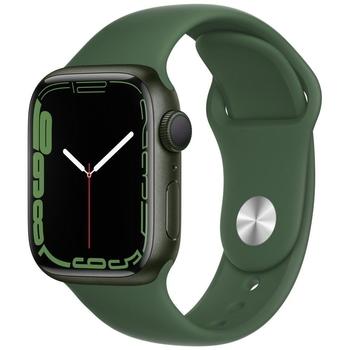 Chytré hodinky APPLE Watch Series 7 GPS, 41mm zelený hliník s jetelově zeleným sport řemínkem