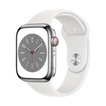 Apple Watch S8 Cell/45mm/Silver/Sport Band/White