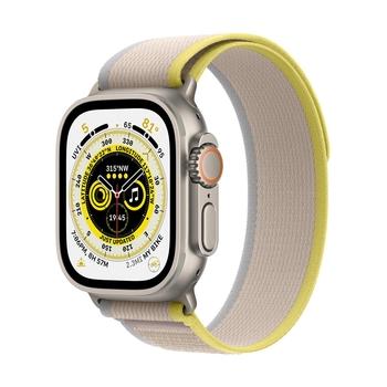 Chytré hodinky APPLE Watch Ultra GPS + Cellular, 49mm Titanium Case with Yellow/Beige Trail Loop - S/M