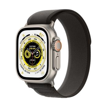 Chytré hodinky APPLE Watch Ultra GPS + Cellular, 49mm Titanium Case with Black/Gray Trail Loop - S/M