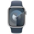APPLE Watch Series 9 GPS 41mm Silver Aluminium Case with Storm Blue Sport Band - M/L