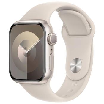 Chytré hodinky APPLE Watch Series 9 41mm Hvězdně bílý hliník s hvězdně bílým sportovním řemínkem S/M