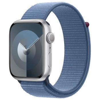 Chytré hodinky APPLE Watch Series 9 45mm Stříbrný hliník s ledově modrým provlékacím řemínkem
