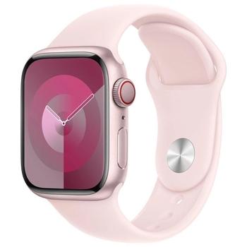 Chytré hodinky APPLE Watch Series 9 Cellular 41mm Růžový hliník se světle růžovým sportovním řemínkem S/M