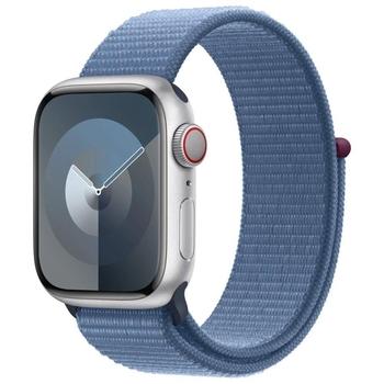 Chytré hodinky APPLE Watch Series 9 Cellular 41mm Stříbrný hliník s ledově modrým provlékacím řemínkem
