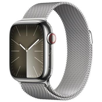 Chytré hodinky APPLE Watch Series 9 Cellular 41mm Stříbrná ocel se stříbrným milánským tahem