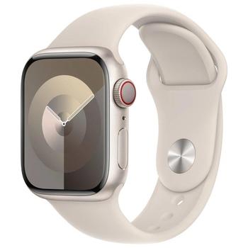 Chytré hodinky APPLE Watch Series 9 Cellular 41mm Hvězdně bílý hliník s hvězdně bílým sportovním řemínkem S/M