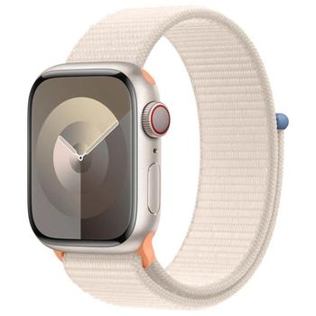 Chytré hodinky APPLE Watch Series 9 Cellular 41mm Hvězdně bílý hliník s hvězdně bílým sportovním provlékacím ře