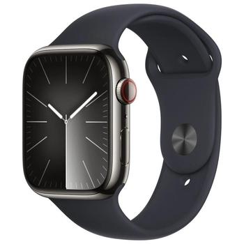 APPLE Watch Series 9 GPS + Cellular 45mm Graphite Stainless Steel Case with Midnight Sport Band - S/
