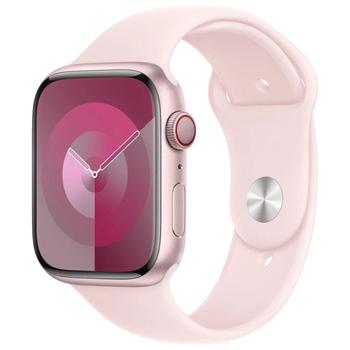 Chytré hodinky APPLE Watch Series 9 Cellular 45mm Růžový hliník se světle růžovým sportovním řemínkem S/M