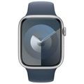 APPLE Watch Series 9 GPS + Cellular 45mm Silver Aluminium Case with Storm Blue Sport Band - S/M